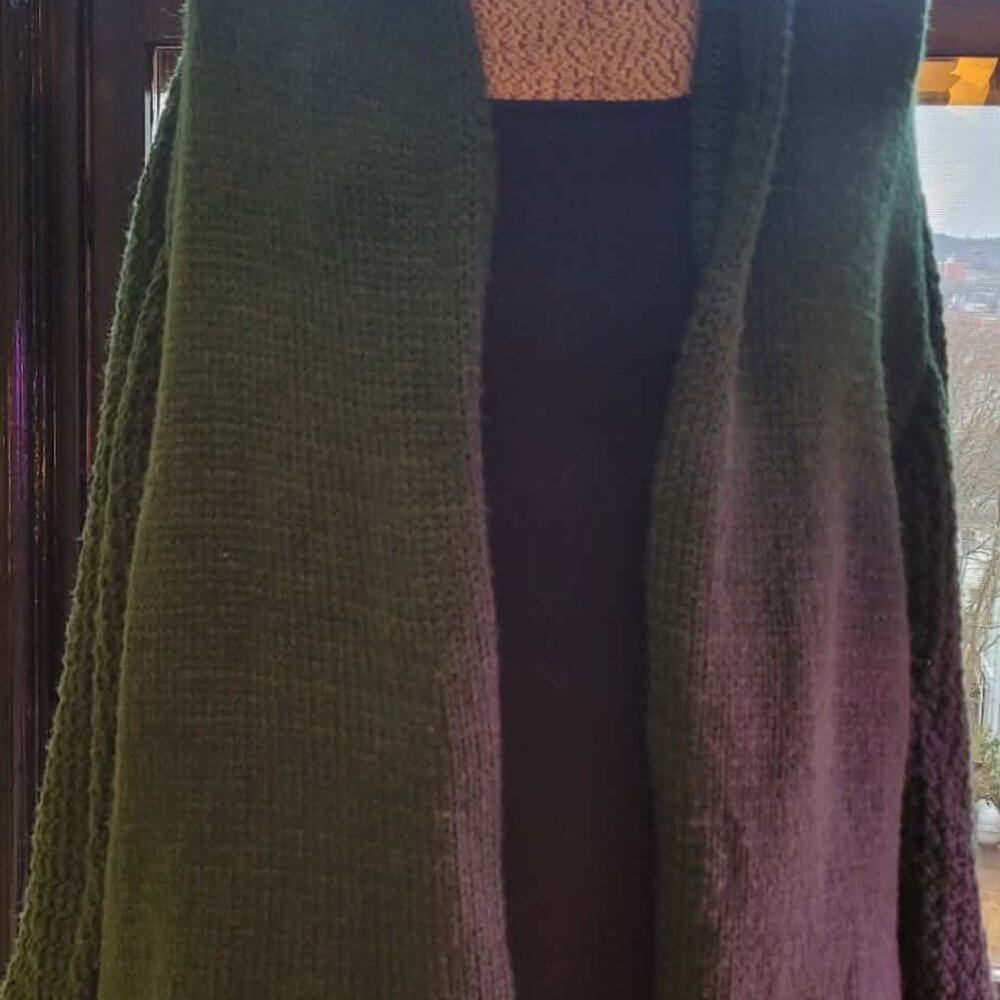 green batwing cardi